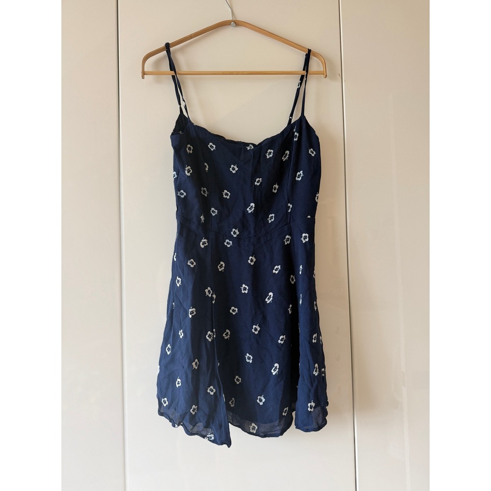 Reformation Navy Floral Smocked Mini Dress Size 8
